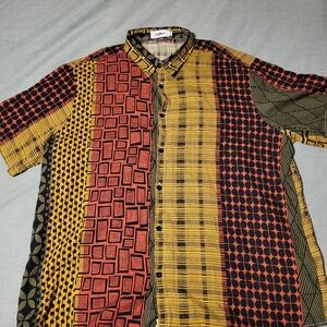 Vatpave Men's Red, Yellow, Green Multi- Patterned Casual Shirt